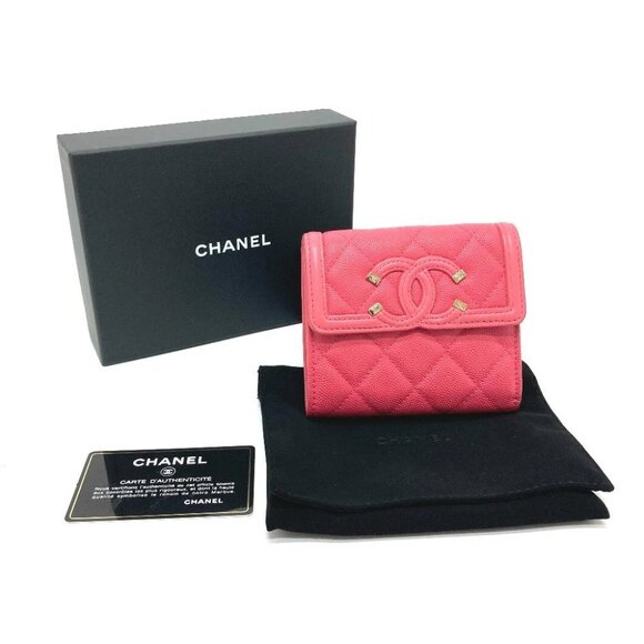 CHANEL AP0375 CC Phili Gris Matelasse Medium Long Wallet Trifold wallet Pink - Picture 12 of 12